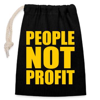 People not profit - Closable cotton gift bag (14x20cm) - black - Front
