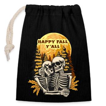 Halloween Citrouille Horreur - Sac cadeau en coton avec cordon (14 x 20 cm) - noir - Devant