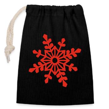 Rote Schneeflocke - Verschließbarer Geschenkbeutel aus Baumwolle (14x20cm) - Schwarz - Vorne