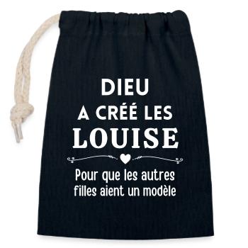 Louise, prénom Louise, anniversaire Louise - Sac cadeau en coton avec cordon (14 x 20 cm) - bleu marine - Devant