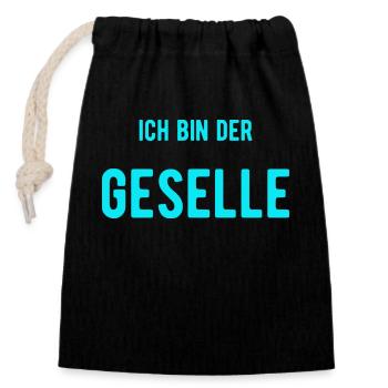 ich bin der Geselle - Verschließbarer Geschenkbeutel aus Baumwolle (14x20cm) - Schwarz - Vorne