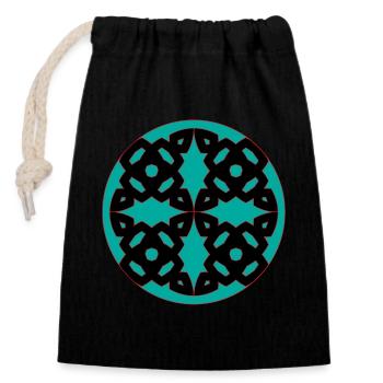 Motif de cercle - Sac cadeau en coton avec cordon (14 x 20 cm) - noir - Devant