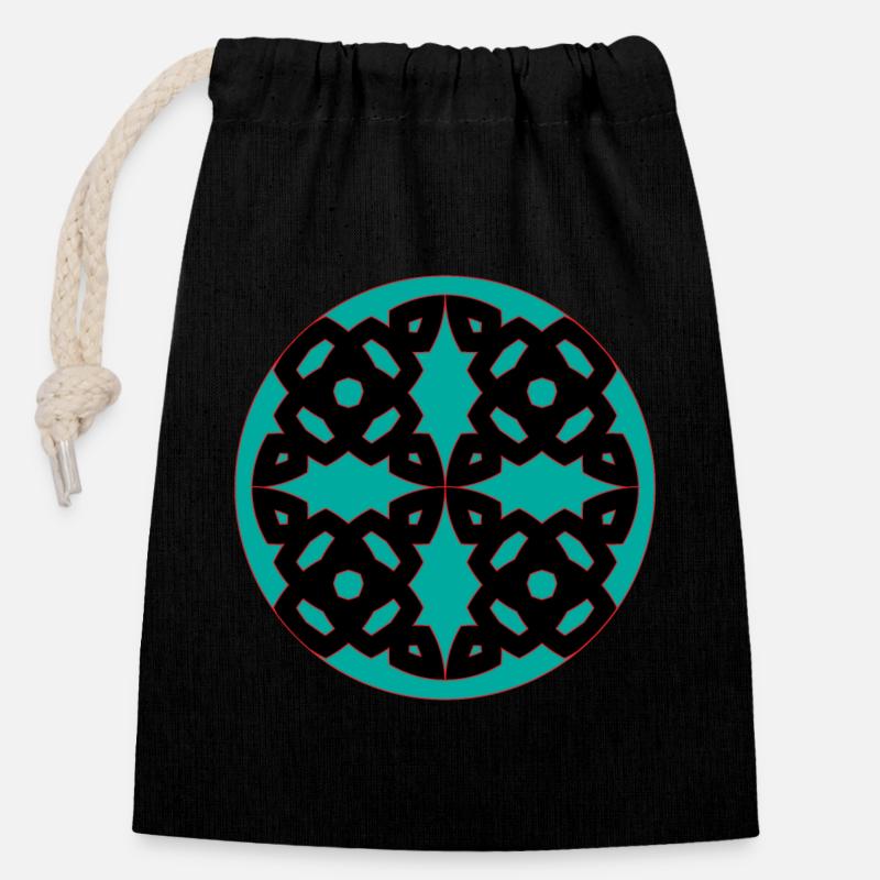 Circle Pattern - Closable cotton gift bag (14x20cm) - black