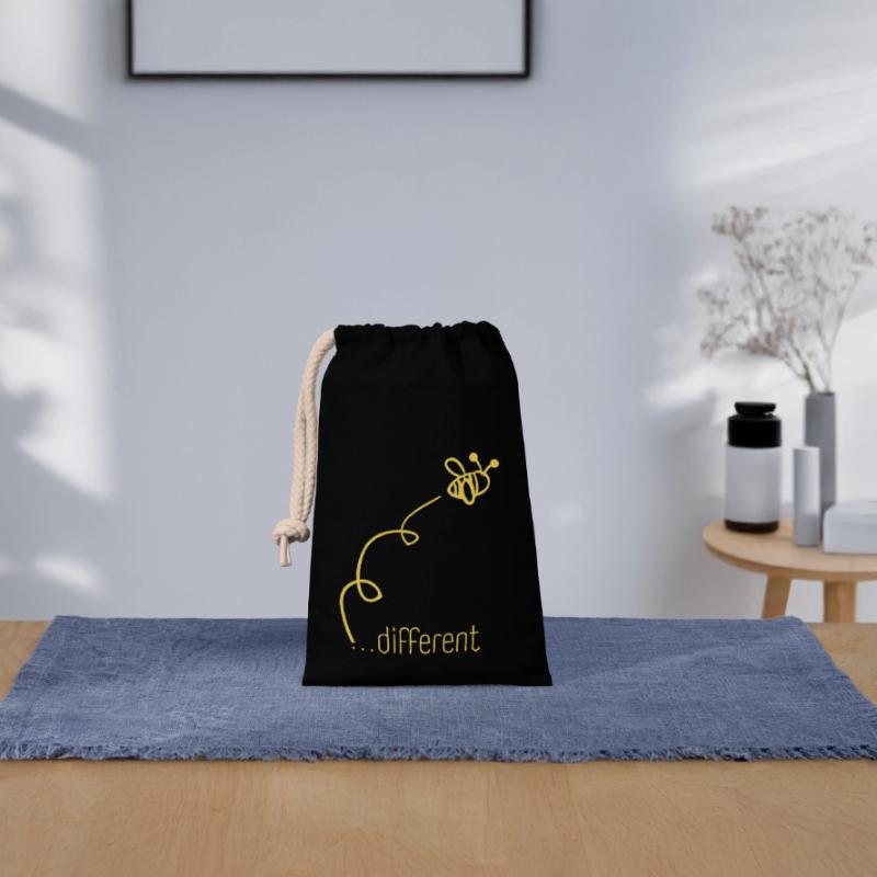 Bee Different - Sei anders! Statement Design Verschließbarer Geschenkbeutel aus Baumwolle (14x20cm)