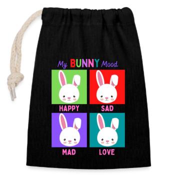 My Rabbit Mood - Closable cotton gift bag (14x20cm) - black - Front