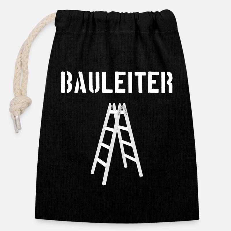 Bauleiter / Bau-Leiter - Verschließbarer Geschenkbeutel aus Baumwolle (14x20cm) - Schwarz