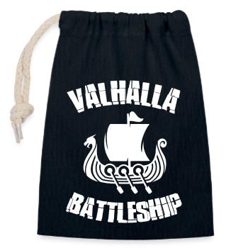 Valhalla Battleship Viking Boat - Sac cadeau en coton avec cordon (14 x 20 cm) - bleu marine - Devant
