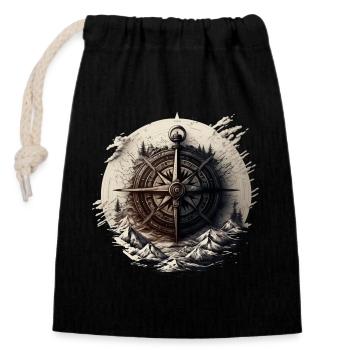 Gardez le cap : boussole nautique pour la navigation - Sac cadeau en coton avec cordon (14 x 20 cm) - noir - Devant