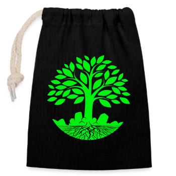 tree of life, zen, ecology - Closable cotton gift bag (14x20cm) - black - Front