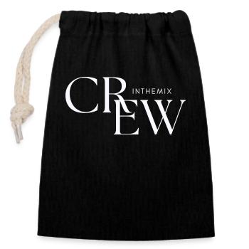 Crew logo in white - Closable cotton gift bag (14x20cm) - black - Front
