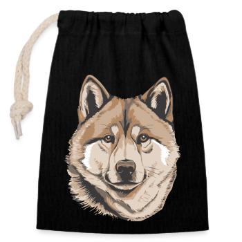 Akita - Closable cotton gift bag (14x20cm) - black - Front