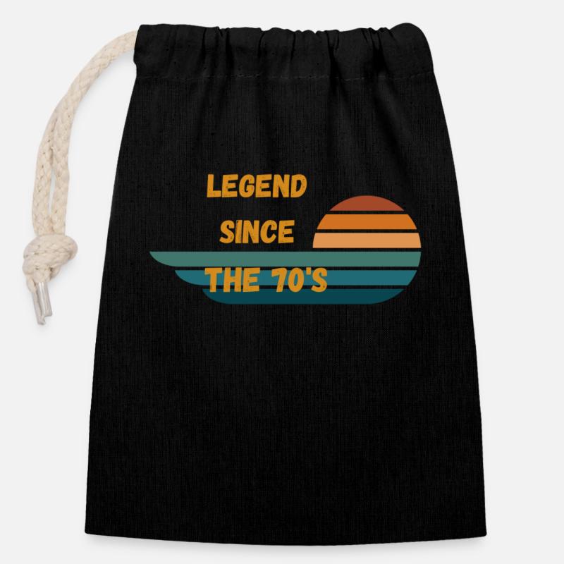 70's Baby - Closable cotton gift bag (14x20cm) - black