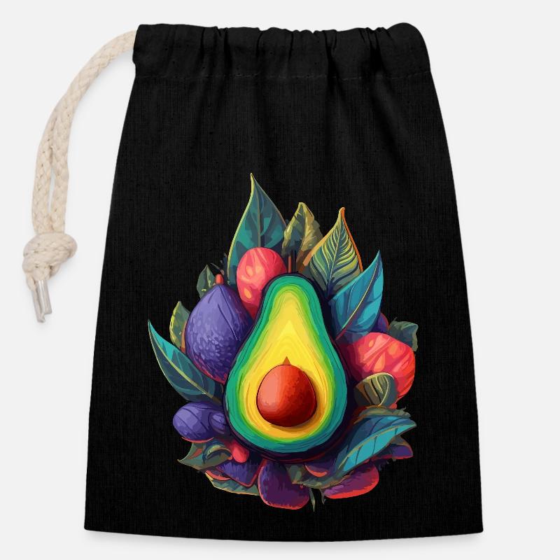 Avocado - Closable cotton gift bag (14x20cm) - black