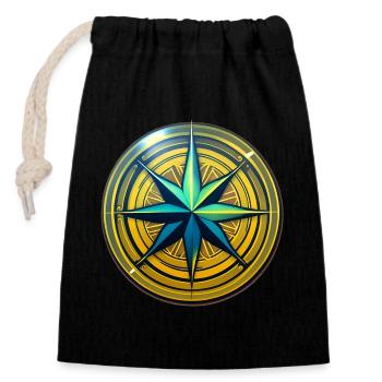 Compass - Closable cotton gift bag (14x20cm) - black - Front