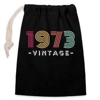 Birthday - Vintage Look - Closable cotton gift bag (14x20cm) - black - Front