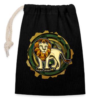 Lion with background - Closable cotton gift bag (14x20cm) - black - Front