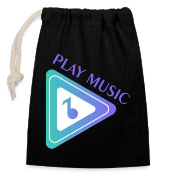 MUSIQUE - Sac cadeau en coton avec cordon (14 x 20 cm) - noir - Devant