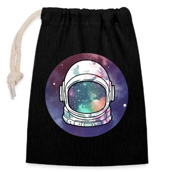 Galaxy Helmet Space Lover Astronaut - Closable cotton gift bag (14x20cm) - black - Front