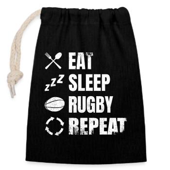Rugby Players Daily Schedule - Closable cotton gift bag (14x20cm) - black - Front