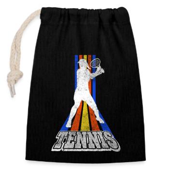 Tennis Tennisspielerin Frau Sport Match Verein Fan - Verschließbarer Geschenkbeutel aus Baumwolle (14x20cm) - Schwarz - Vorne
