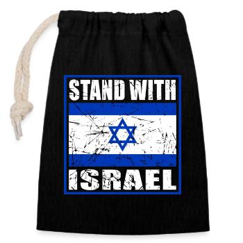 Se tenir aux côtés d’Israël - Sac cadeau en coton avec cordon (14 x 20 cm) - noir - Devant