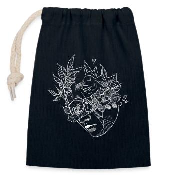 Masque de fleur 2 - Sac cadeau en coton avec cordon (14 x 20 cm) - bleu marine - Devant