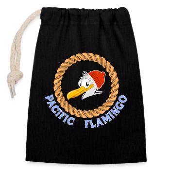 Pacific Flamingo Funny Seagulls Design for Sailors - Closable cotton gift bag (14x20cm) - black - Front