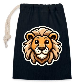 Tête de lion de bébé comique - Sac cadeau en coton avec cordon (14 x 20 cm) - bleu marine - Devant