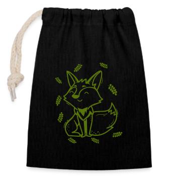 Fox - Animal, Zoo, Animal Lover, Nature Conservation - Closable cotton gift bag (14x20cm) - black - Front