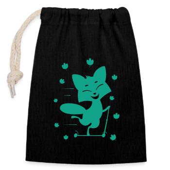 Fox - Animal, Zoo, Animal Lover, Nature Conservation - Closable cotton gift bag (14x20cm) - black - Front