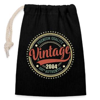 Jahrgang 2004 Retro Jubiläum 2004 - Verschließbarer Geschenkbeutel aus Baumwolle (14x20cm) - Schwarz - Vorne