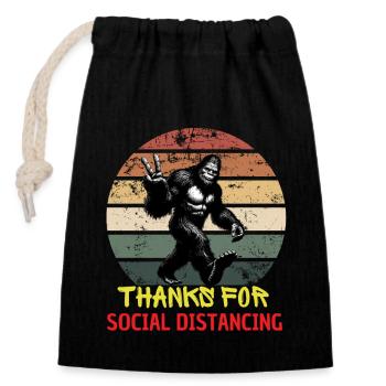 Thanks for Social Distancing Bigfoot Antisocial - Verschließbarer Geschenkbeutel aus Baumwolle (14x20cm) - Schwarz - Vorne