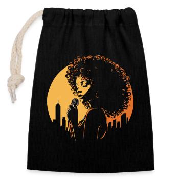 singer - Closable cotton gift bag (14x20cm) - black - Front