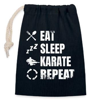 Eat Sleep Karate Repeat - Verschließbarer Geschenkbeutel aus Baumwolle (14x20cm) - Navy - Vorne