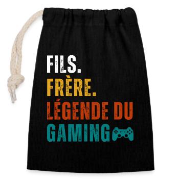 Fils frère légende du gaming cadeau pour gamer - Sac cadeau en coton avec cordon (14 x 20 cm) - noir - Devant