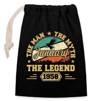 Les Legends sont nés en janvier 1958 - Sac cadeau en coton avec cordon (14 x 20 cm) - noir - Devant