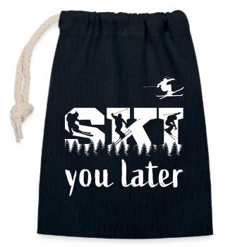 Ski you later - skiing skiing piste ski holiday - Closable cotton gift bag (14x20cm) - navy - Front