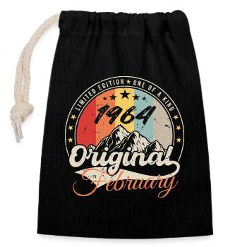 Anniversaire Cadeau Février 1964 Millésime 60 Ans - Sac cadeau en coton avec cordon (14 x 20 cm) - noir - Devant