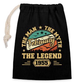 Birthday Gift - Born in February 1955 - Closable cotton gift bag (14x20cm) - black - Front