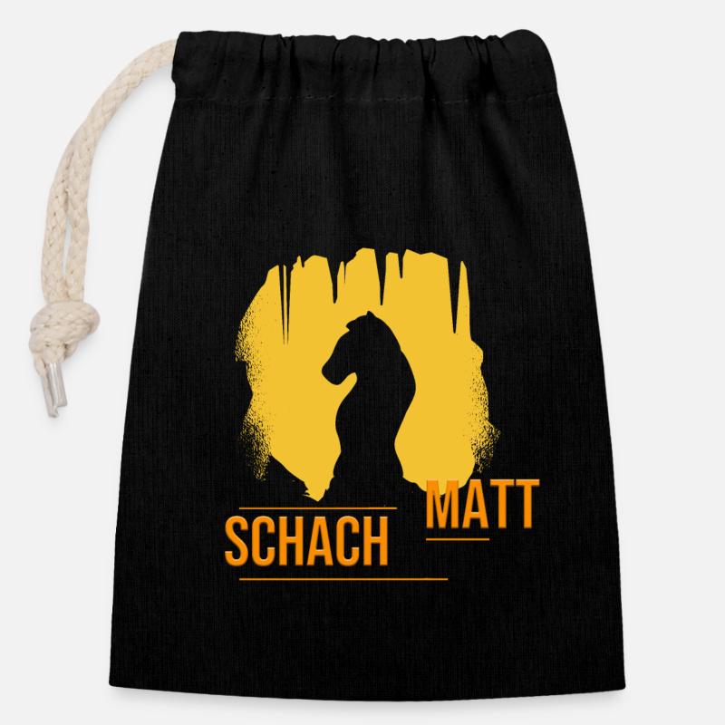 Schachmatt - Verschließbarer Geschenkbeutel aus Baumwolle (14x20cm) - Schwarz