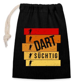 Dart süchtig - Verschließbarer Geschenkbeutel aus Baumwolle (14x20cm) - Schwarz - Vorne