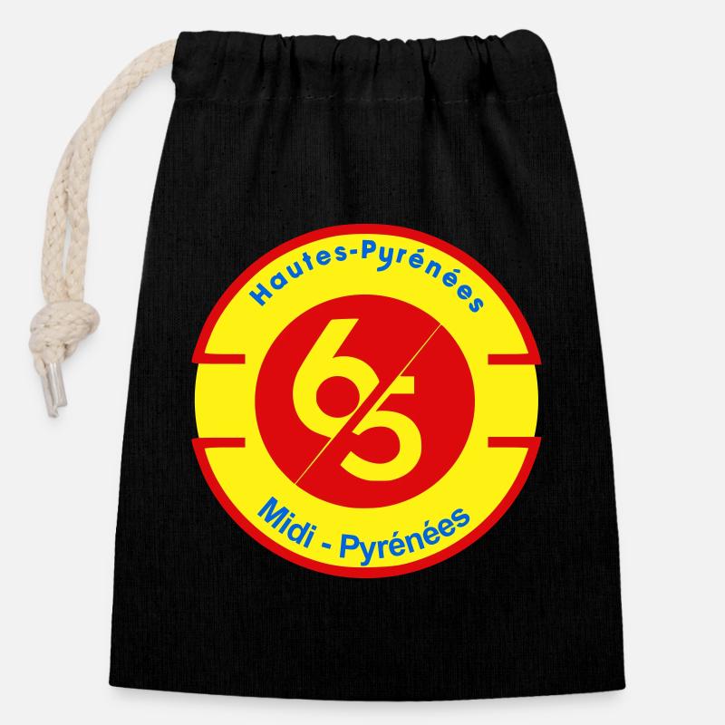 Hautes-Pyrénées - Sac cadeau en coton avec cordon (14 x 20 cm) - noir