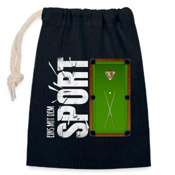 Eins mit dem Sport - Billard - Verschließbarer Geschenkbeutel aus Baumwolle (14x20cm) - Navy - Vorne