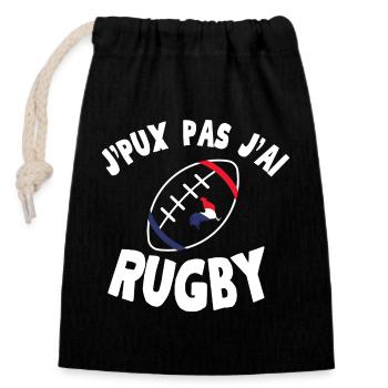 J peux pas j ai Rugby - Sac cadeau en coton avec cordon (14 x 20 cm) - noir - Devant