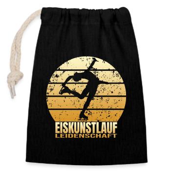 Eiskunstlauf Leidenschaft - Verschließbarer Geschenkbeutel aus Baumwolle (14x20cm) - Schwarz - Vorne