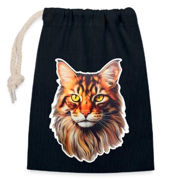 Maine Coon Katzenkopf - Verschließbarer Geschenkbeutel aus Baumwolle (14x20cm) - Navy - Vorne