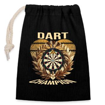 Dart Champion - Verschließbarer Geschenkbeutel aus Baumwolle (14x20cm) - Schwarz - Vorne