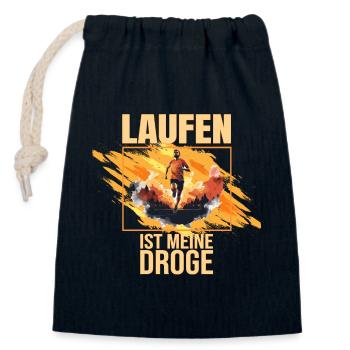Laufen ist meine Droge - Verschließbarer Geschenkbeutel aus Baumwolle (14x20cm) - Navy - Vorne