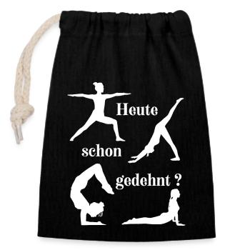 Heute schon gedehnt? Yoga Sport - Verschließbarer Geschenkbeutel aus Baumwolle (14x20cm) - Schwarz - Vorne