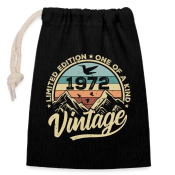 Original Vintage 1972 Birthday Gift 1972 - Closable cotton gift bag (14x20cm) - black - Front